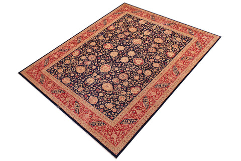 handmade Transitional Kashan Blue Red Hand Knotted RECTANGLE 100% WOOL area rug 9x12