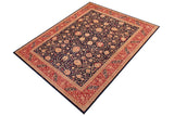 Vintage Kashan Roy Blue/Red Wool Rug - 9'0'' x 12'2''