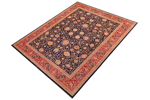 handmade Transitional Kashan Blue Red Hand Knotted RECTANGLE 100% WOOL area rug 9 x 12