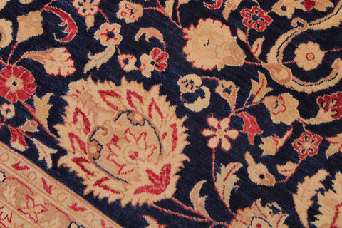 handmade Transitional Kashan Blue Red Hand Knotted RECTANGLE 100% WOOL area rug 9x12