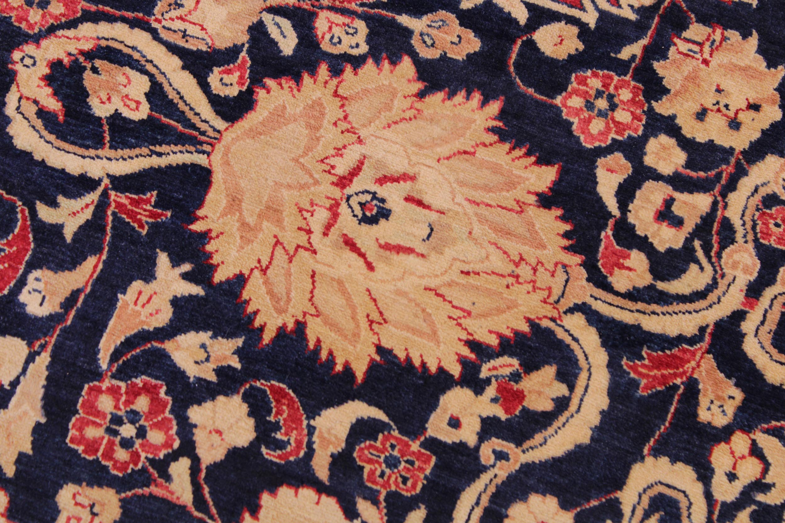 handmade Transitional Kashan Blue Red Hand Knotted RECTANGLE 100% WOOL area rug 9 x 12