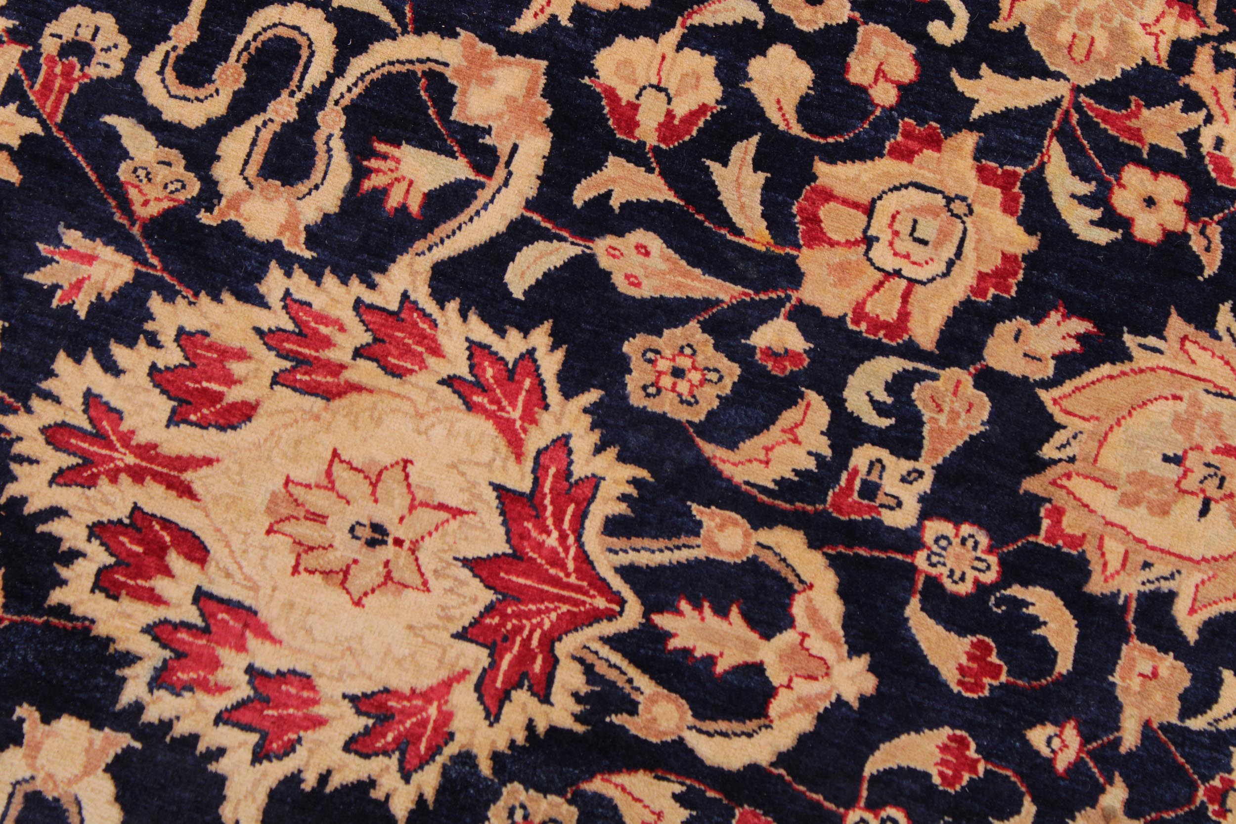 handmade Transitional Kashan Blue Red Hand Knotted RECTANGLE 100% WOOL area rug 9 x 12