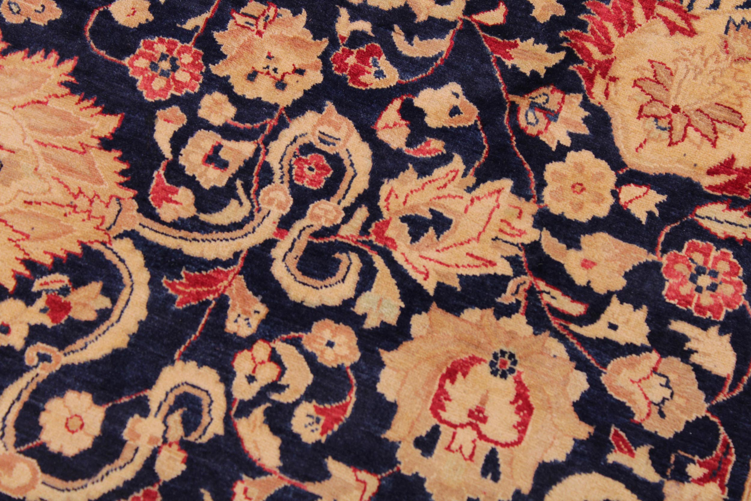 handmade Transitional Kashan Blue Red Hand Knotted RECTANGLE 100% WOOL area rug 9 x 12