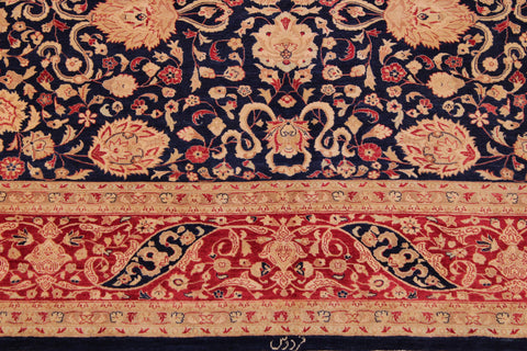 handmade Transitional Kashan Blue Red Hand Knotted RECTANGLE 100% WOOL area rug 9x12