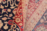 Vintage Kashan Roy Blue/Red Wool Rug - 9'0'' x 12'2''