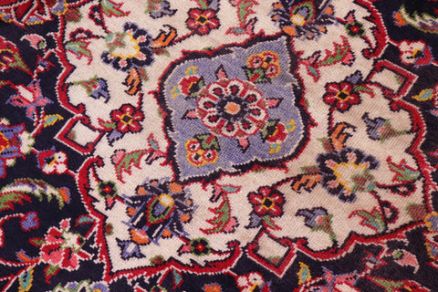 handmade Vintage Kashan Red Blue Hand Knotted RECTANGLE 100% WOOL area rug 10' x 13'