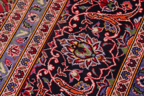 handmade Vintage Kashan Red Blue Hand Knotted RECTANGLE 100% WOOL area rug 10' x 13'