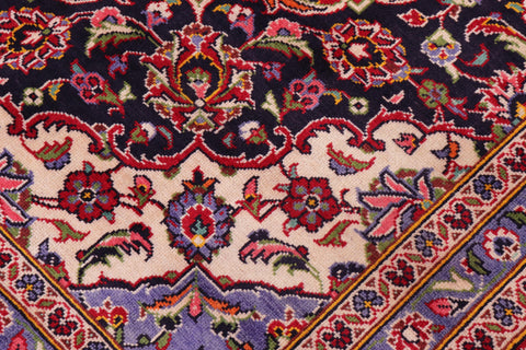 handmade Vintage Kashan Red Blue Hand Knotted RECTANGLE 100% WOOL area rug 10' x 13'