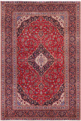Traditional handmade Persian vintage distressed Red Blue Hand Knotted RECTANGLE 100% WOOL area rug 10X13