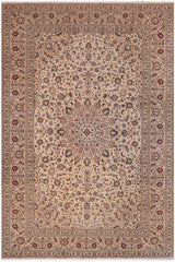 handmade Traditional Nahin Beige Tan Hand Knotted RECTANGLE 100% Wool Pile area rug 10x13