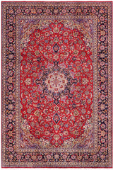 handmade Traditional Kashan Red Blue Hand Knotted RECTANGLE 100% Wool Pile area rug 10x13