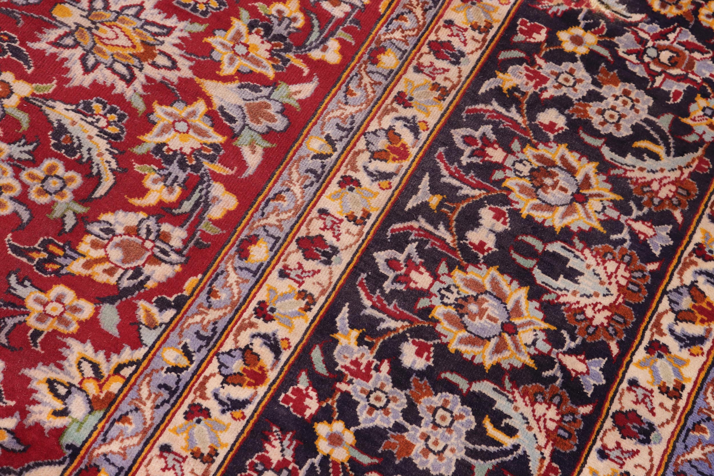 handmade Traditional Kashan Red Blue Hand Knotted RECTANGLE 100% WOOL area rug 10 x 12