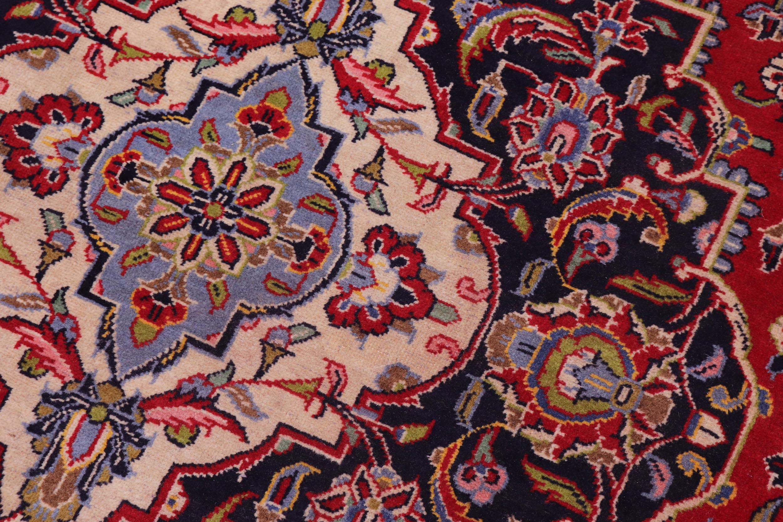 handmade Traditional Kashan Red Blue Hand Knotted RECTANGLE 100% WOOL area rug 10 x 13