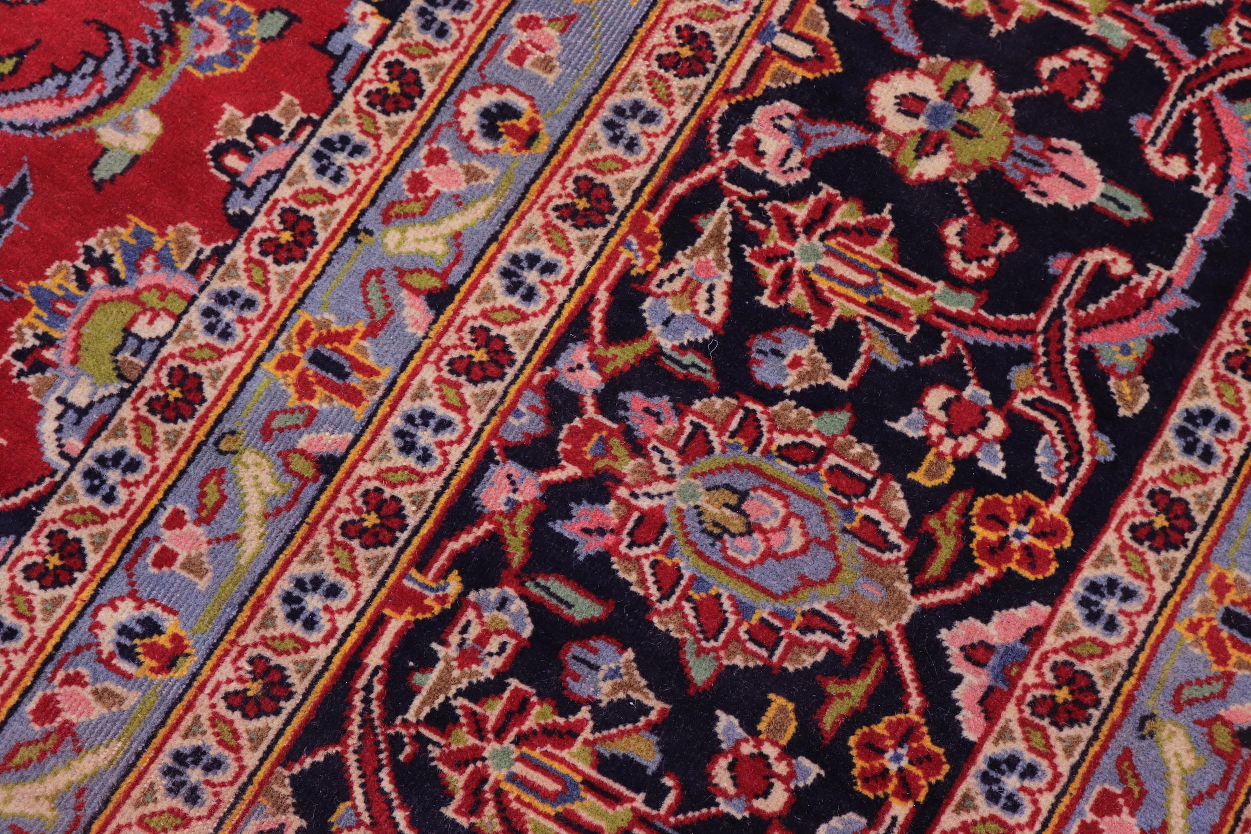 handmade Traditional Kashan Red Blue Hand Knotted RECTANGLE 100% WOOL area rug 10 x 13