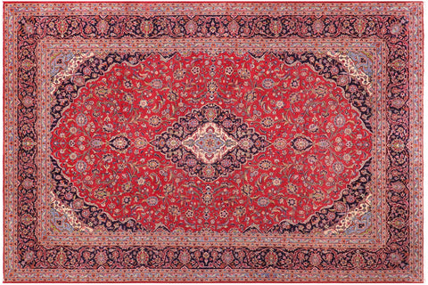 handmade Traditional Kashan Red Blue Hand Knotted RECTANGLE 100% WOOL area rug 10 x 13