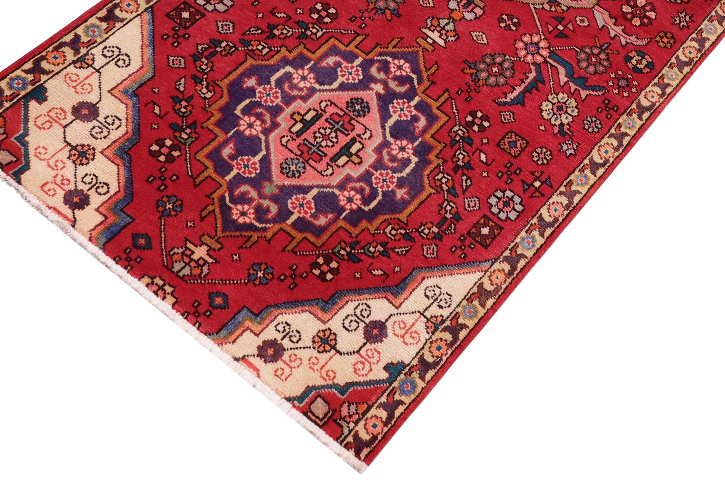 handmade Traditional Kashan Red Gold Hand Knotted RUNNER 100% WOOL area rug 3 x 8