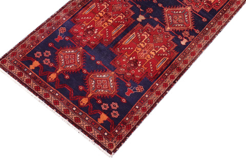 handmade Traditional Kashan Blue Red Hand Knotted RUNNER 100% WOOL area rug 4 x 10