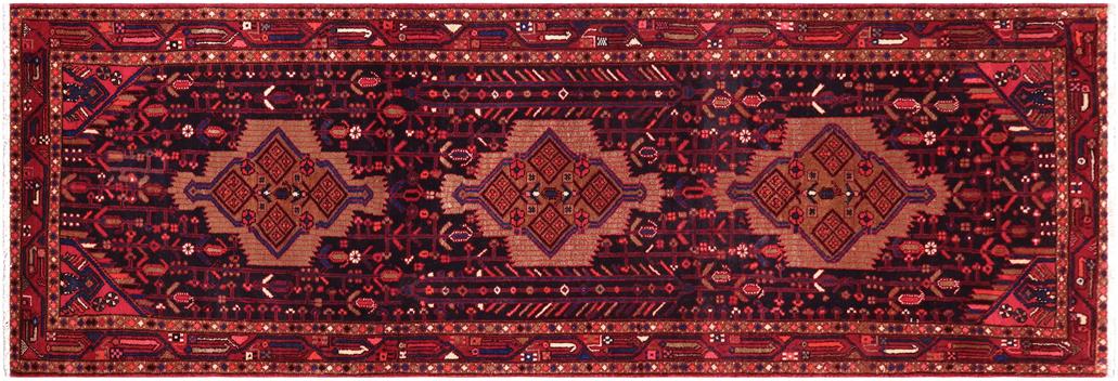 handmade Traditional Tabriz Black Red Hand Knotted RUNNER 100% Wool Pile area rug 4x10