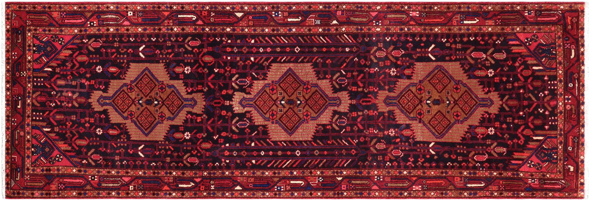 handmade Traditional Tabriz Black Red Hand Knotted RUNNER 100% WOOL area rug 4 x 10