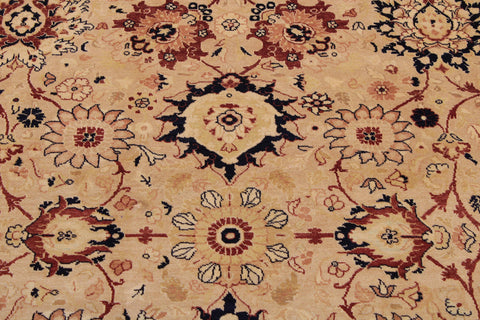 handmade Transitional Tabriz Beige Red Hand Knotted RECTANGLE 100% WOOL area rug 9x12
