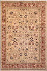 Traditional Tabriz Goldie Beige Red Hand Knotted Area rugs 9X12