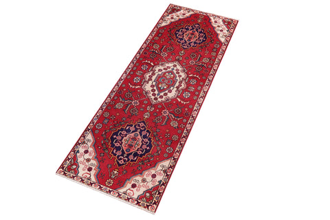 handmade Traditional Tabriz Red Beige Hand Knotted RUNNER 100% WOOL area rug 3 x 8