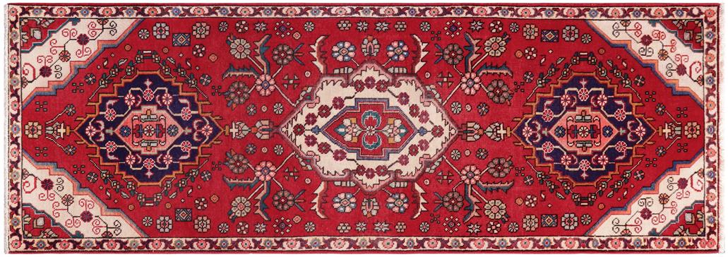 handmade Traditional Tabriz Red Beige Hand Knotted RUNNER 100% Wool Pile area rug 3x8