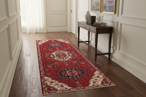 handmade Traditional Tabriz Red Beige Hand Knotted RUNNER 100% WOOL area rug 3 x 8