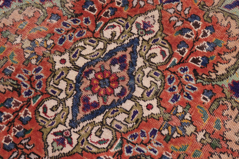 handmade Vintage Kashan Blue Beige Hand Knotted RECTANGLE 100% WOOL area rug 8' x 11'