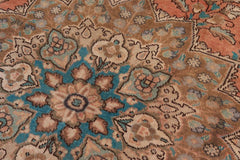 Traditional handmade Persian vintage distressed Peach Brown Hand Knotted RECTANGLE 100% WOOL area rug 8X11