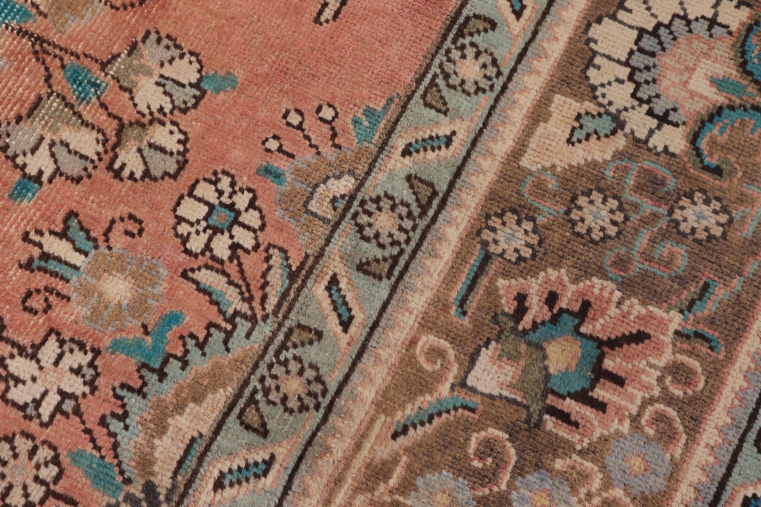 handmade Vintage Kashan Peach Brown Hand Knotted RECTANGLE 100% WOOL area rug 8' x 11'