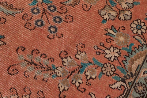 Traditional handmade Persian vintage distressed Peach Brown Hand Knotted RECTANGLE 100% WOOL area rug 8X11