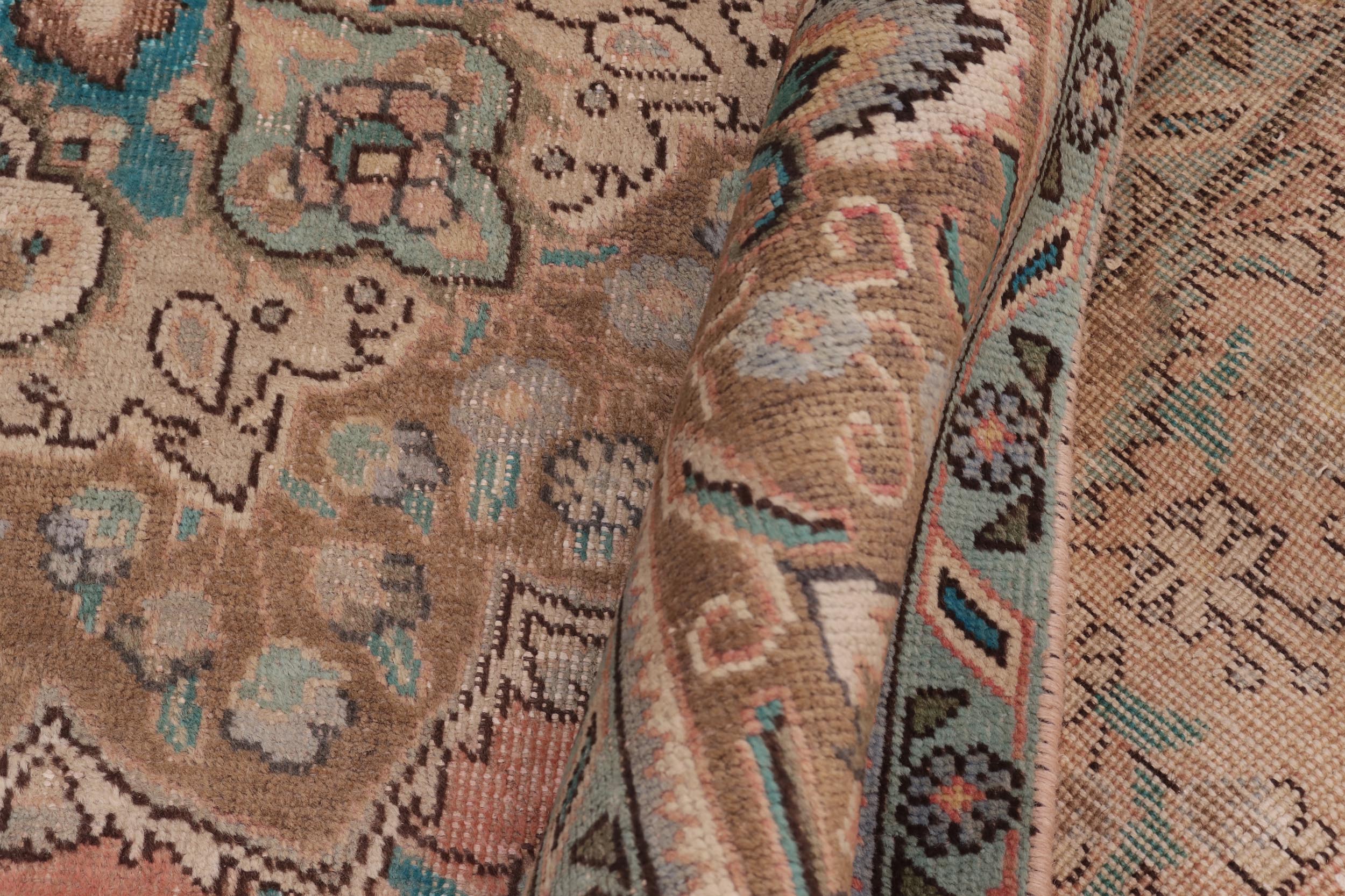 handmade Vintage Kashan Peach Brown Hand Knotted RECTANGLE 100% WOOL area rug 8' x 11'