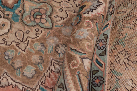 handmade Vintage Kashan Peach Brown Hand Knotted RECTANGLE 100% WOOL area rug 8' x 11'