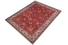 Traditional handmade Persian vintage distressed Red Beige Hand Knotted RECTANGLE 100% WOOL area rug 8X11