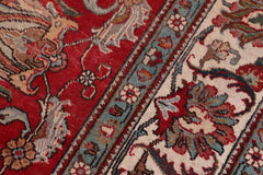 Traditional handmade Persian vintage distressed Red Beige Hand Knotted RECTANGLE 100% WOOL area rug 8X11