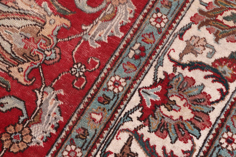 handmade Transitional Tabriz Red Beige Hand Knotted RECTANGLE 100% WOOL area rug 8' x 11'