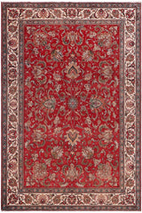 Traditional handmade Persian vintage distressed Red Beige Hand Knotted RECTANGLE 100% WOOL area rug 8X11