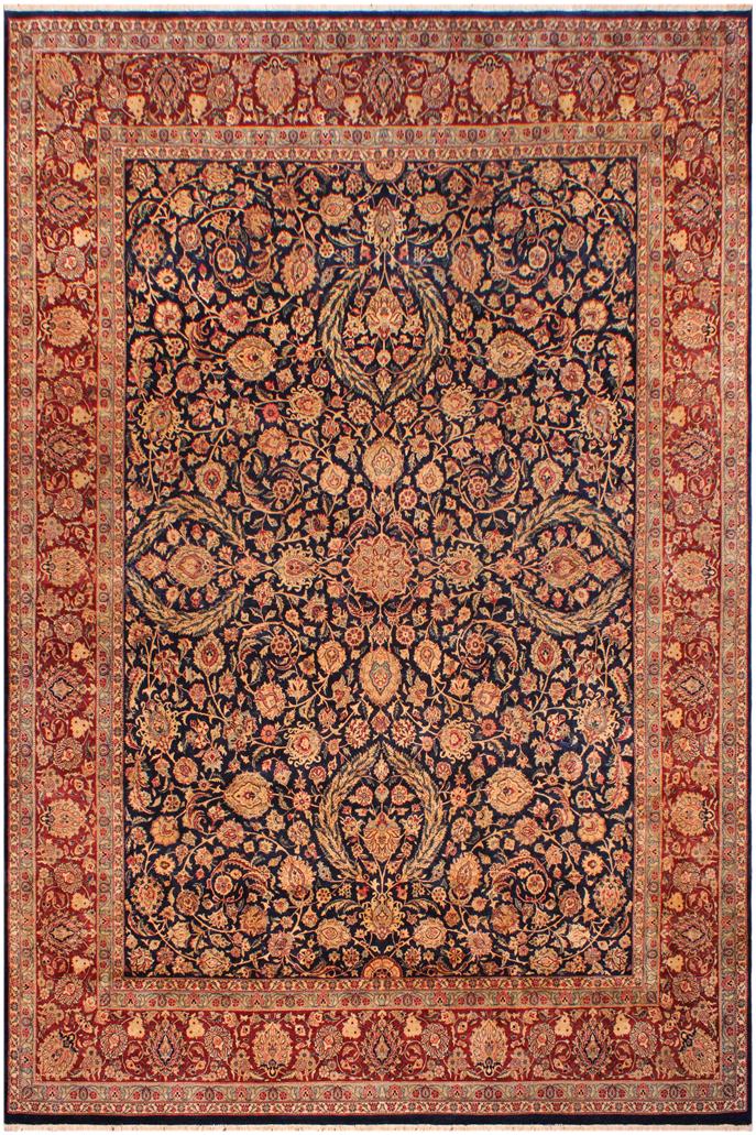 Traditional Dabir Cassie Blue Maroon Hand Knotted Area rugs 9X12