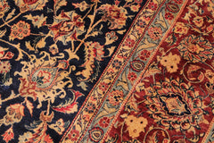 Semi-Antique Dabir Cassie Blue/Maroon Wool Rug - 9'2''X12'3''