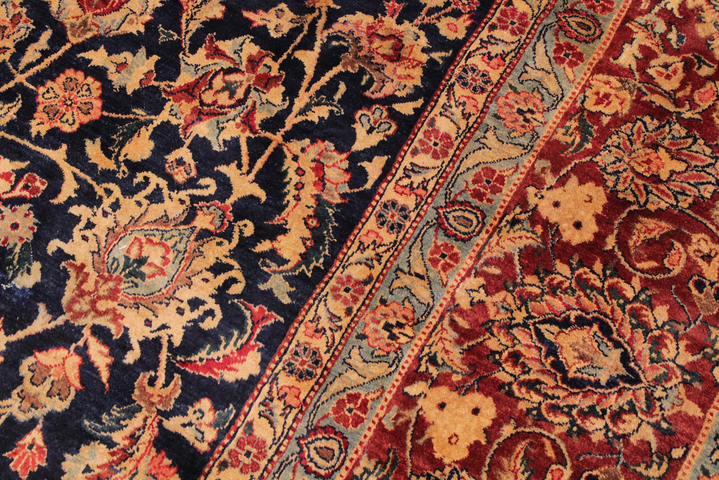handmade Traditional Dabir Blue Maroon Hand Knotted RECTANGLE 100% WOOL area rug 9 x 12