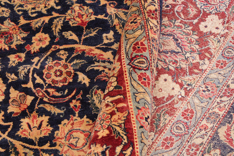 handmade Traditional Dabir Blue Maroon Hand Knotted RECTANGLE 100% WOOL area rug 9 x 12