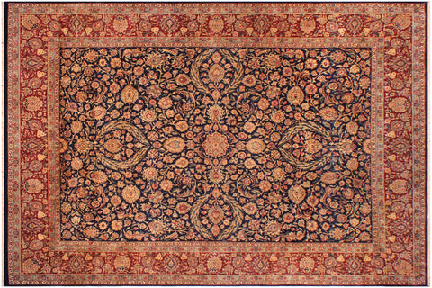 handmade Traditional Dabir Blue Maroon Hand Knotted RECTANGLE 100% WOOL area rug 9 x 12