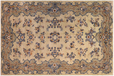 handmade Traditional Tabriz Green Blue Hand Knotted RECTANGLE 100% WOOL area rug 8 x 12