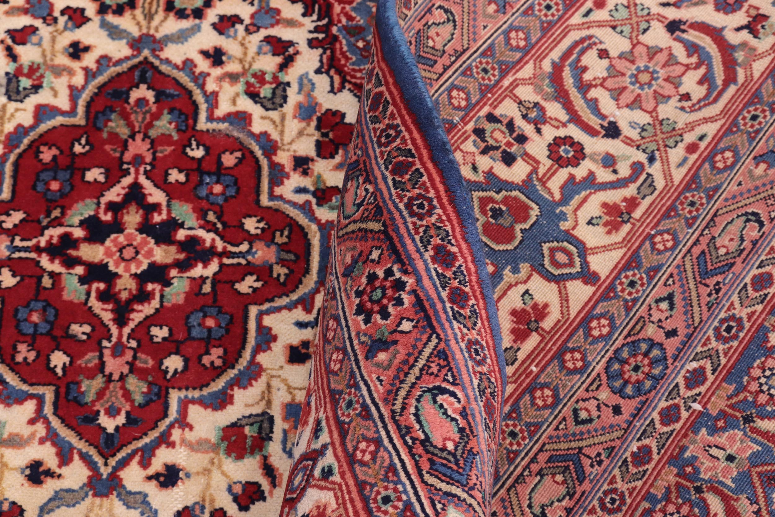handmade Traditional Tabriz Blue Beige Hand Knotted RECTANGLE 100% WOOL area rug 7 x 10