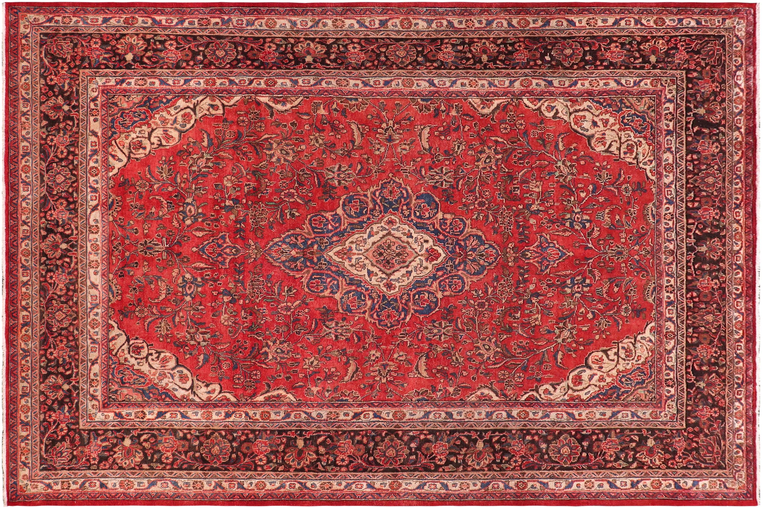 handmade Vintage Kashan Red Brown Hand Knotted RECTANGLE 100% WOOL area rug 9' x 12'