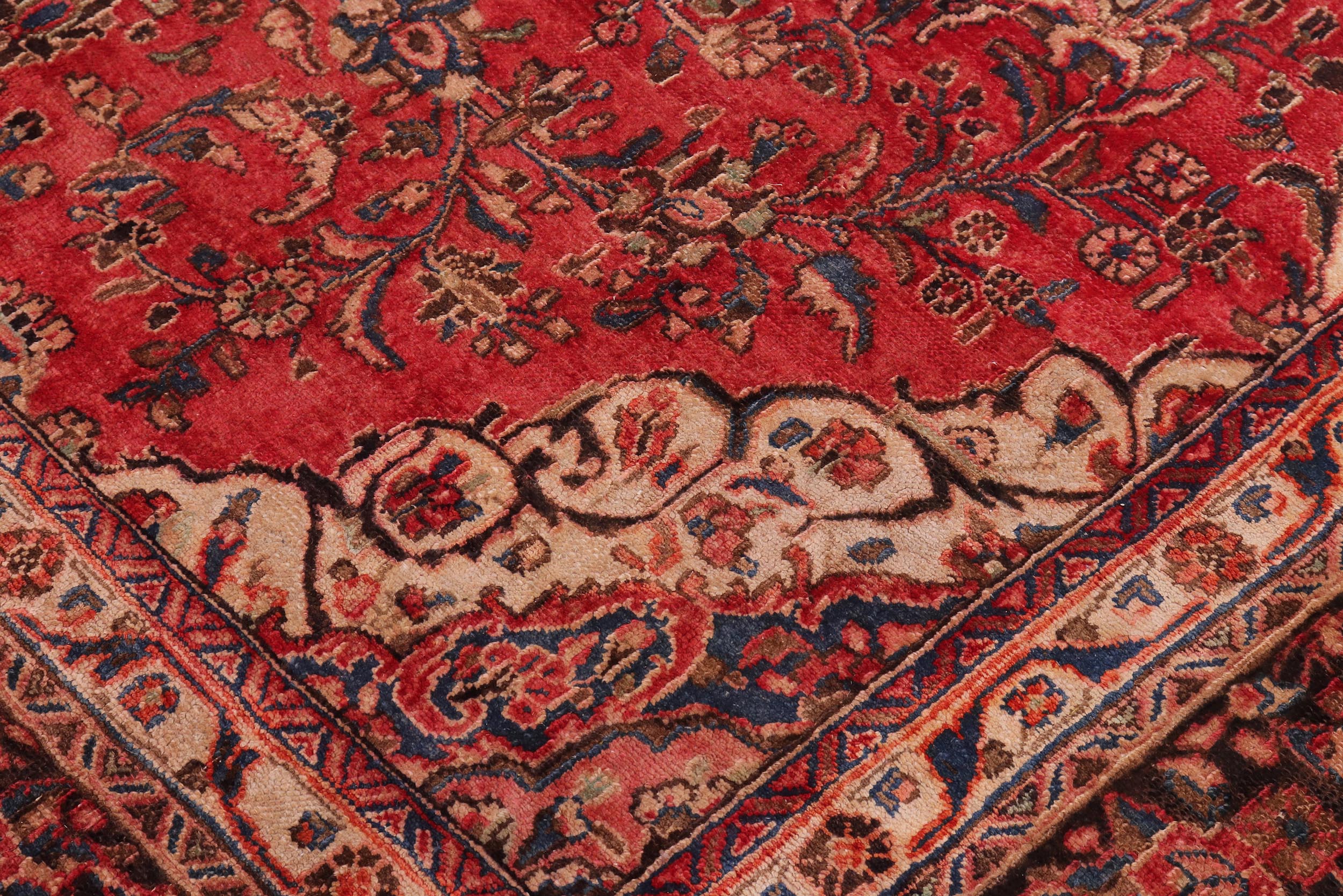 handmade Vintage Kashan Red Brown Hand Knotted RECTANGLE 100% WOOL area rug 9' x 12'