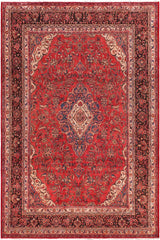 Distressed Antique Kashan Brogan Red/Brown Wool Rug - 9'0''X11'10''