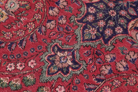 handmade Vintage Kashan Red Blue Hand Knotted RECTANGLE 100% WOOL area rug 7' x 10'