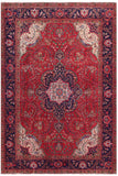 Vintage Antique Kashan Teresa Red/Blue Wool Rug - 6'11'' x 9'11''